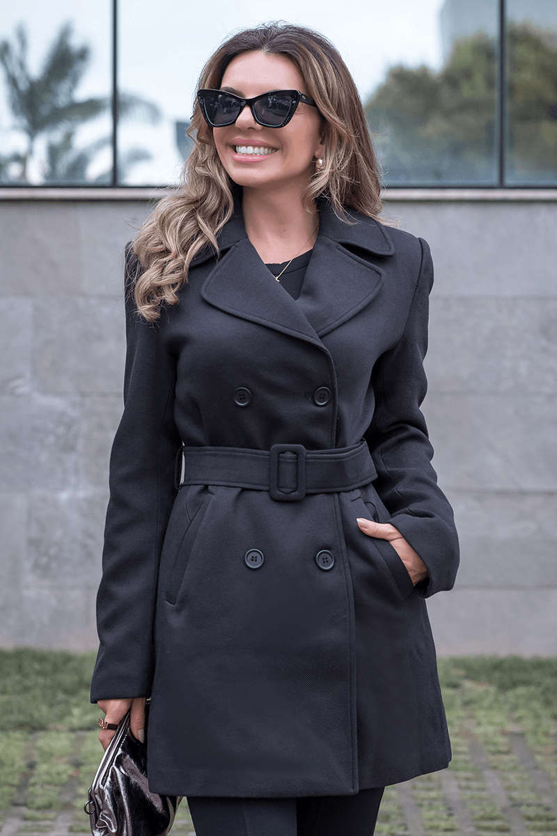 Sobretudo Lã Batida Canelada Feminino Hiatto