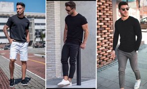 looks com camiseta preta masculina