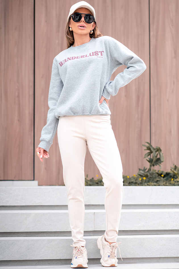 Blusa de Moletom Feminino Tradicional Wanderlust Mescla Hiatto