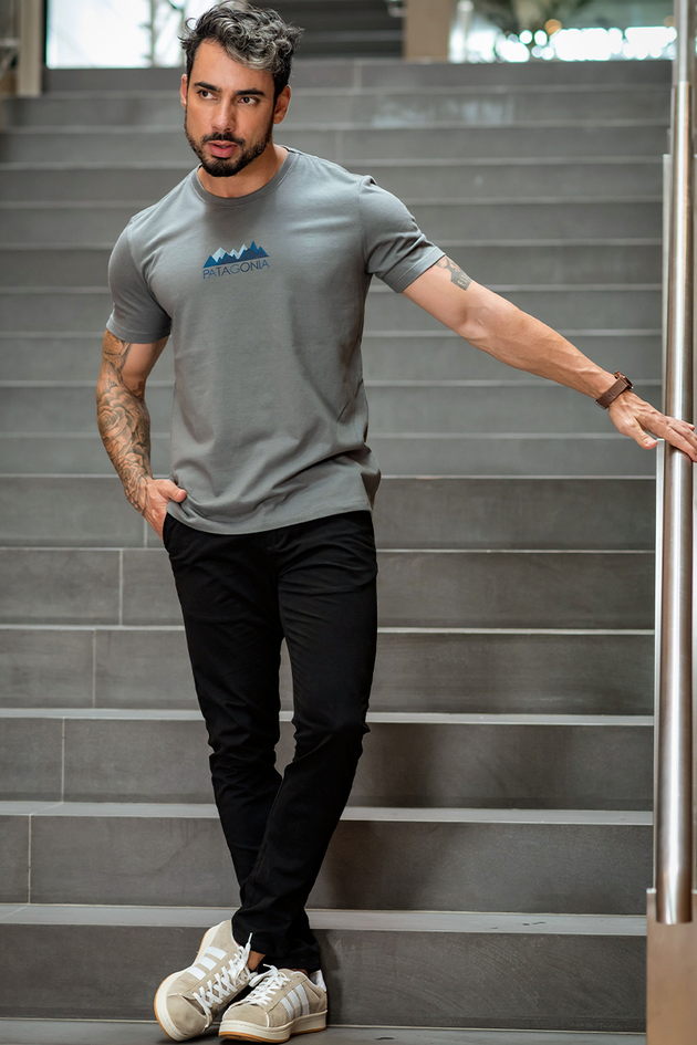 格安新品  Camiseta Masculina Patagonia Blue Grafite Hiatto トップス