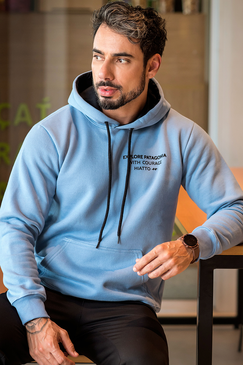 Azul Claro Casaco De Moletom Masculino Moletom, Azul Claro Local