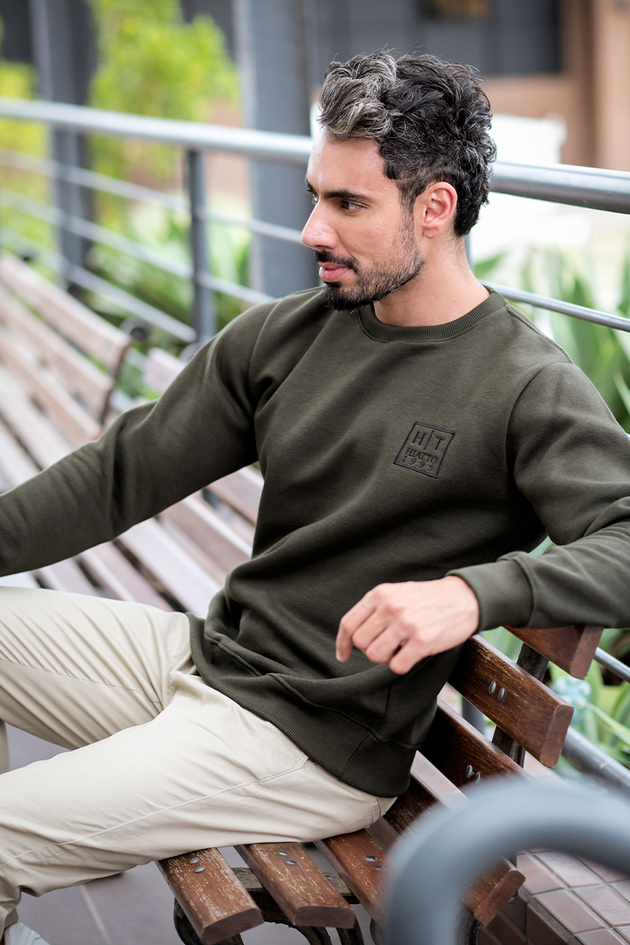 11m0054 059 blusa de moletom maculino peluciado bordado ht1995 verde oliva hiatto 1