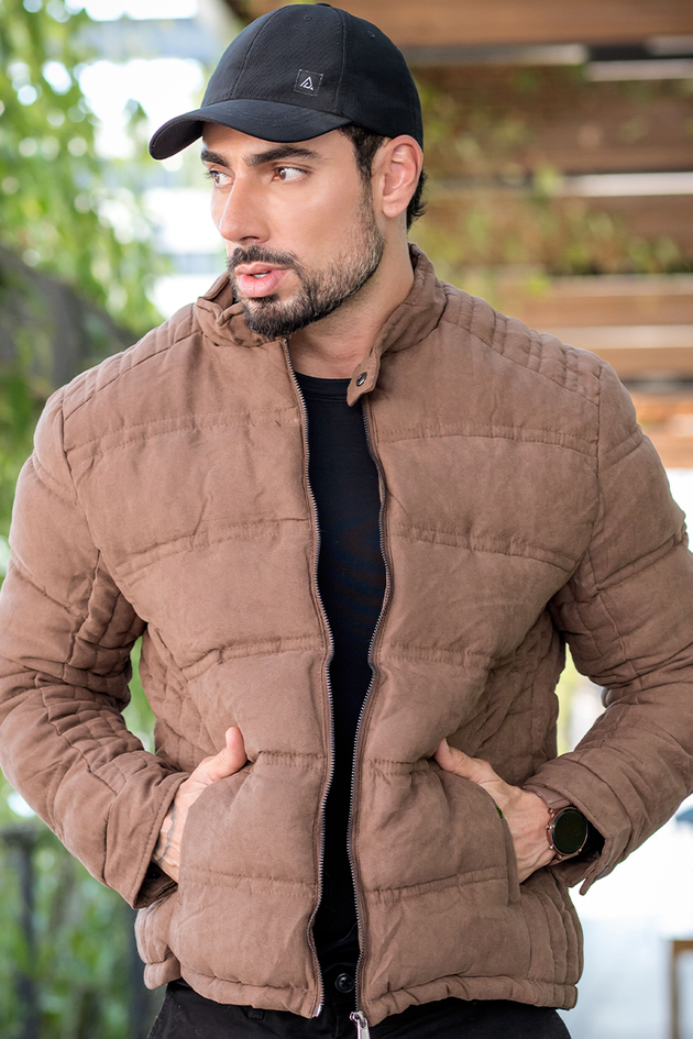 Casaco Masculino Puffer Camurça Forro Pelo Hiatto