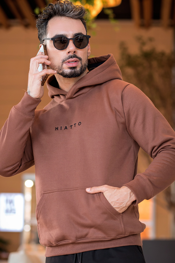 11m0055 009 blusa de moletom masculino canguru bordado marrom hiatto 1