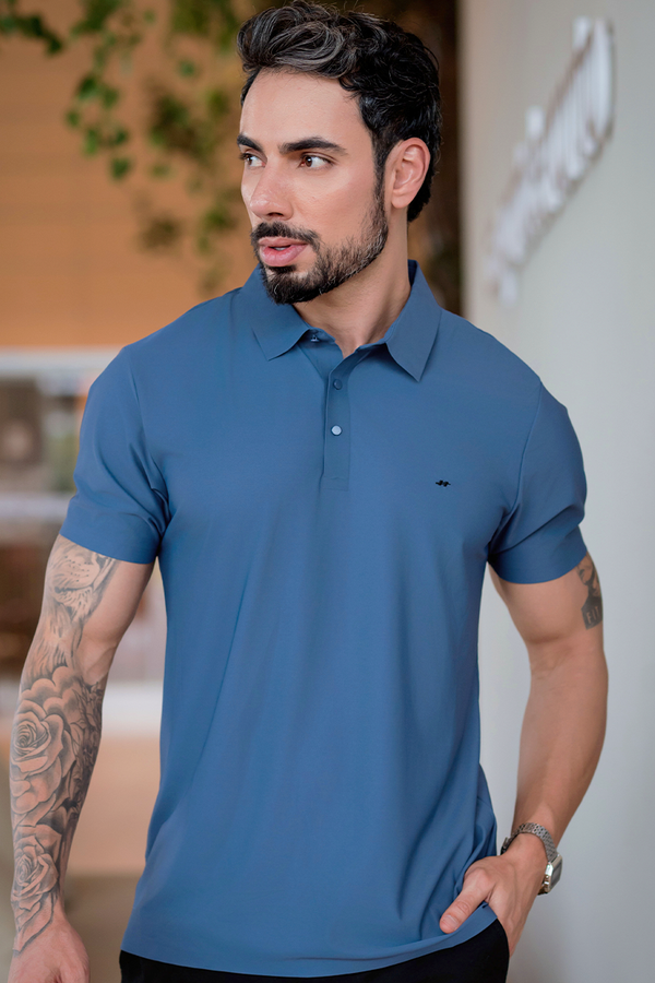 Polo Masculina Active Premium Zíper Cinza Hiatto