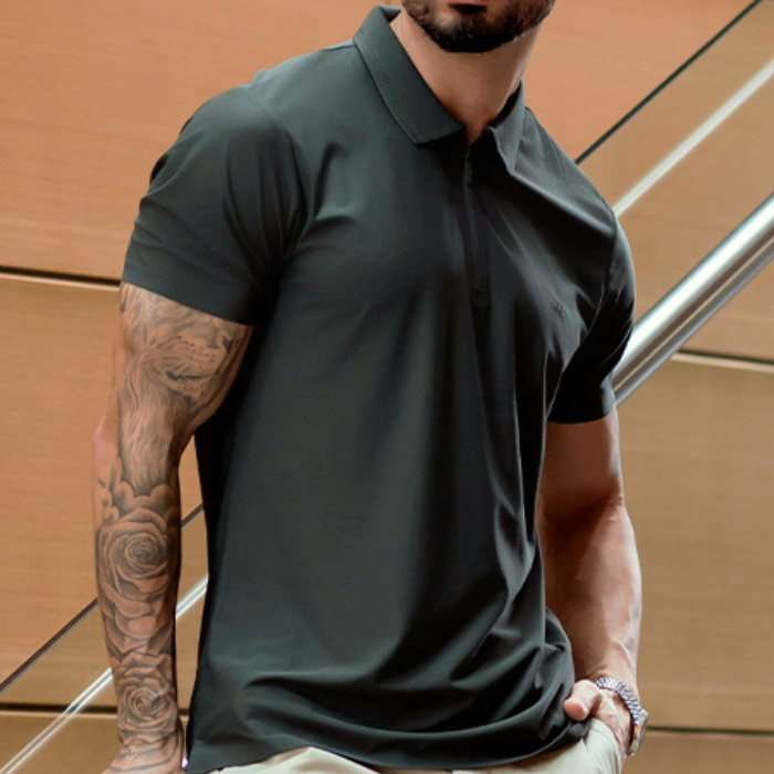 Polo SportTech Zíper Masculina Verde Oliva Hiatto