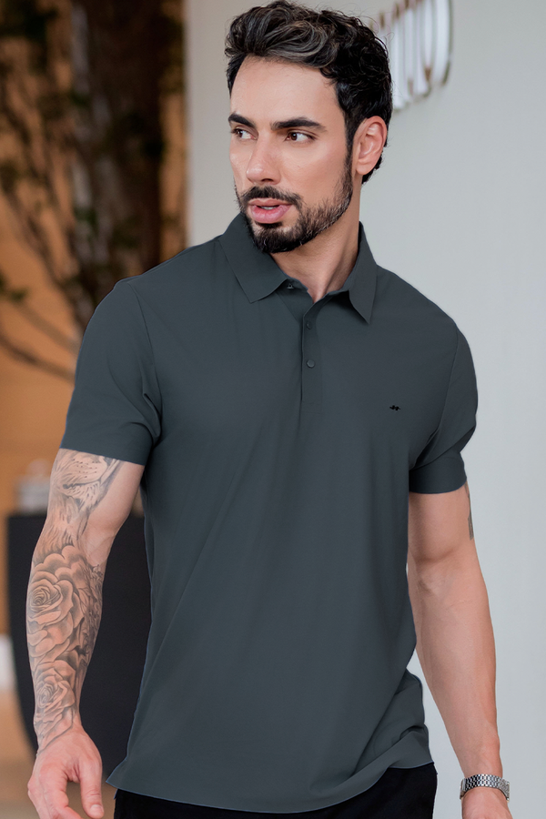 Polo SportTech Botão Masculina Grafite Hiatto