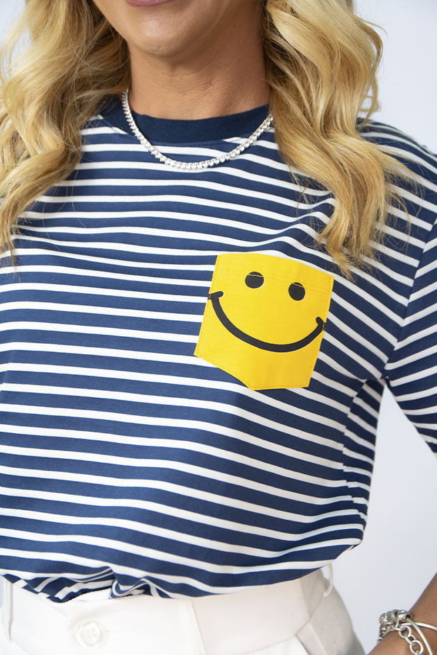 Camiseta Smile Listras Marinho