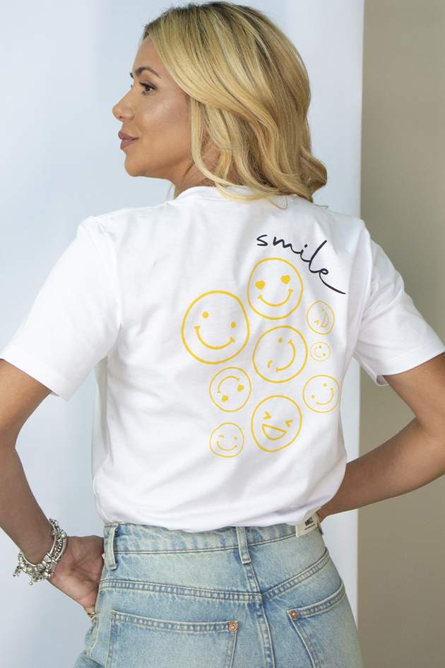 トップス smile Camiseta Smile Bolso Branco