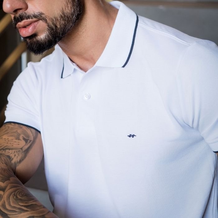 camisa polo masculina gola listrada hiatto