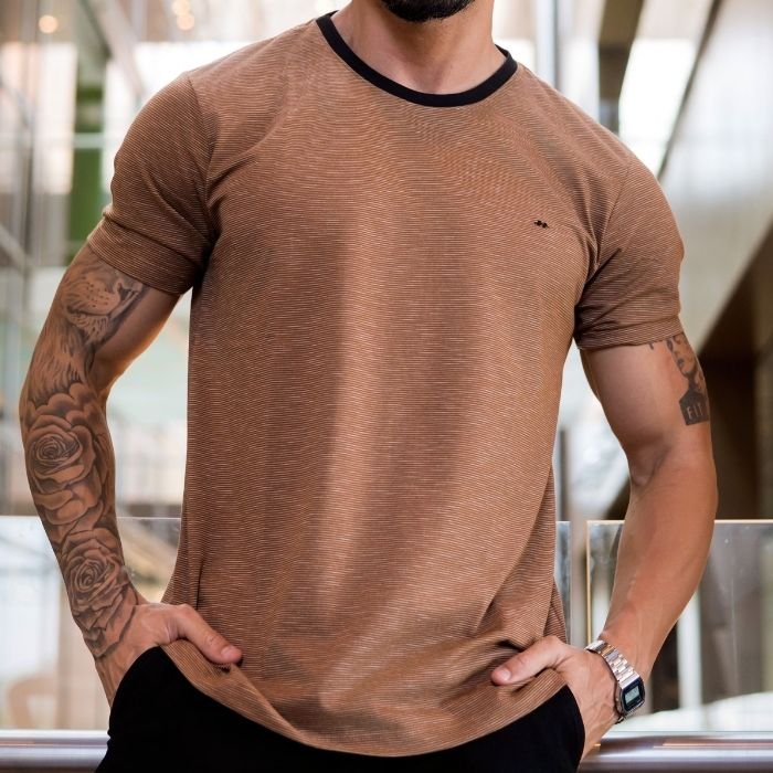 camiseta masculina mumbai marrom hiatto