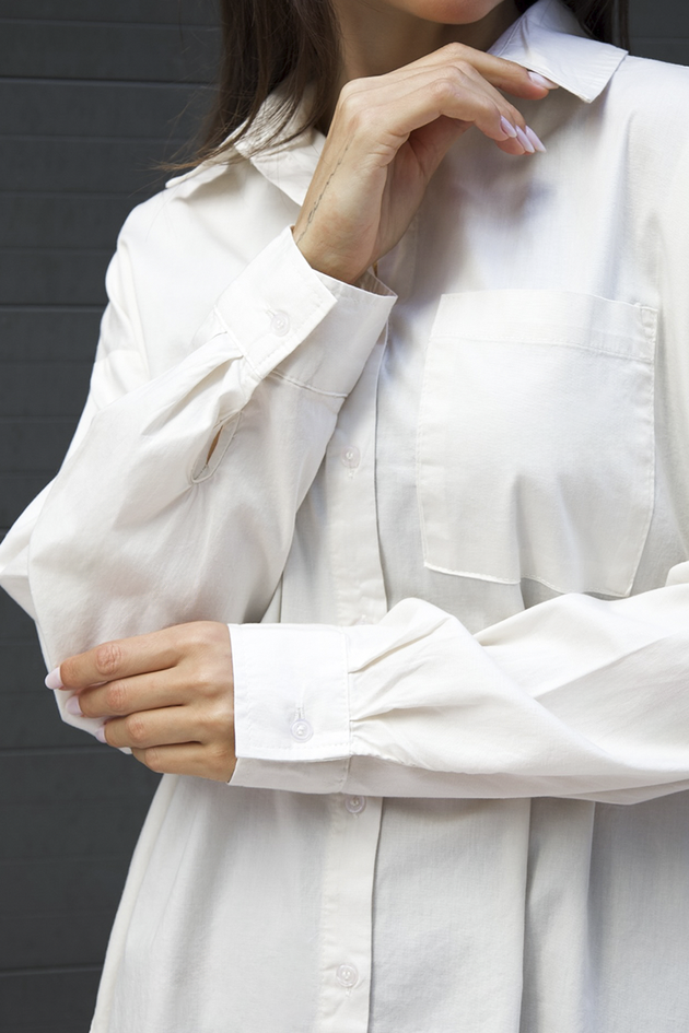 Camisa Feminina Oversized Alfaiataria Off White Hiatto