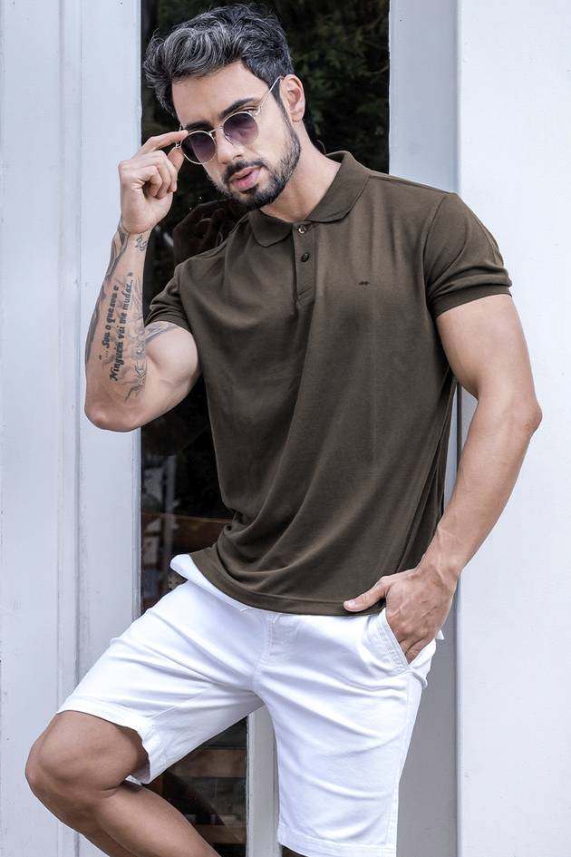 Camisa Polo Masculina Slim Piquet Hiatto