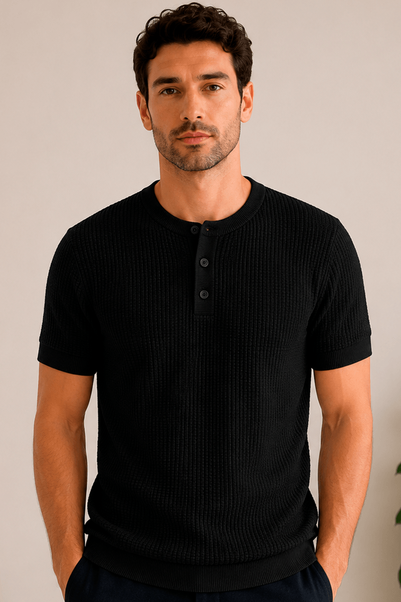 Blusa Henley Tricot Masculina Milano Essence Branca